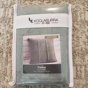Koolaburra by UGG Yosha Euro Pillow Sham Aqua Gray Faux Fur 26" x 26"